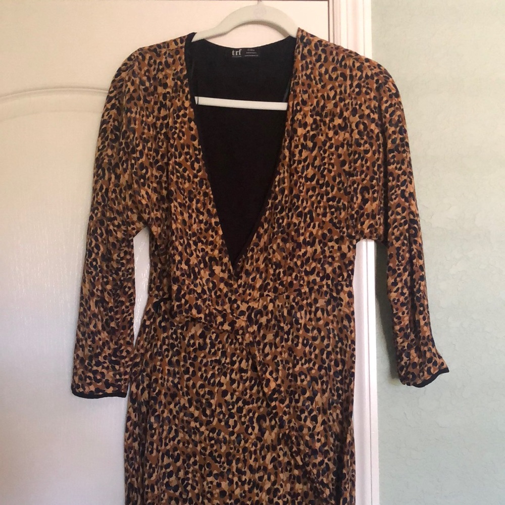 Zara animal print wrap dress
